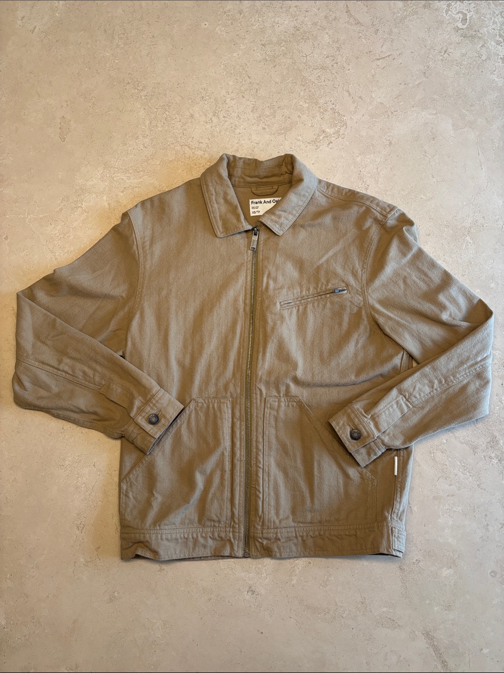 Frank & Oak Taupe Zip-Front Shirt Jacket